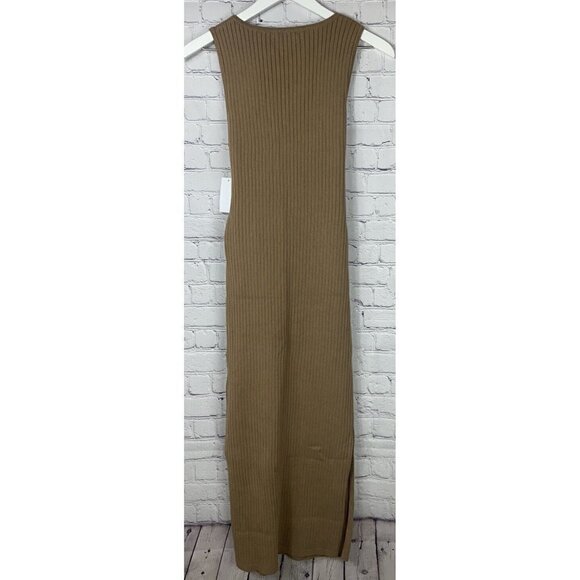 NWT GOOD AMERICAN Womens' Taupe Ribbed Sleeveless Sweater Dress Size 3 $149. - Picture 8 of 9